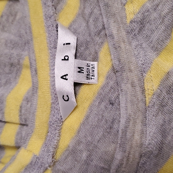 Cabi Striped 3/4 sleeve double v neck shirt- Size M - Picture 4 of 4